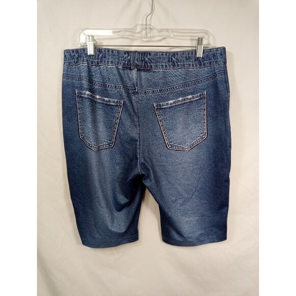 NWT Emery Rose Women's Denim Blue/White Capri/Bike Jean Shorts Size 1XL - Picture 2 of 6